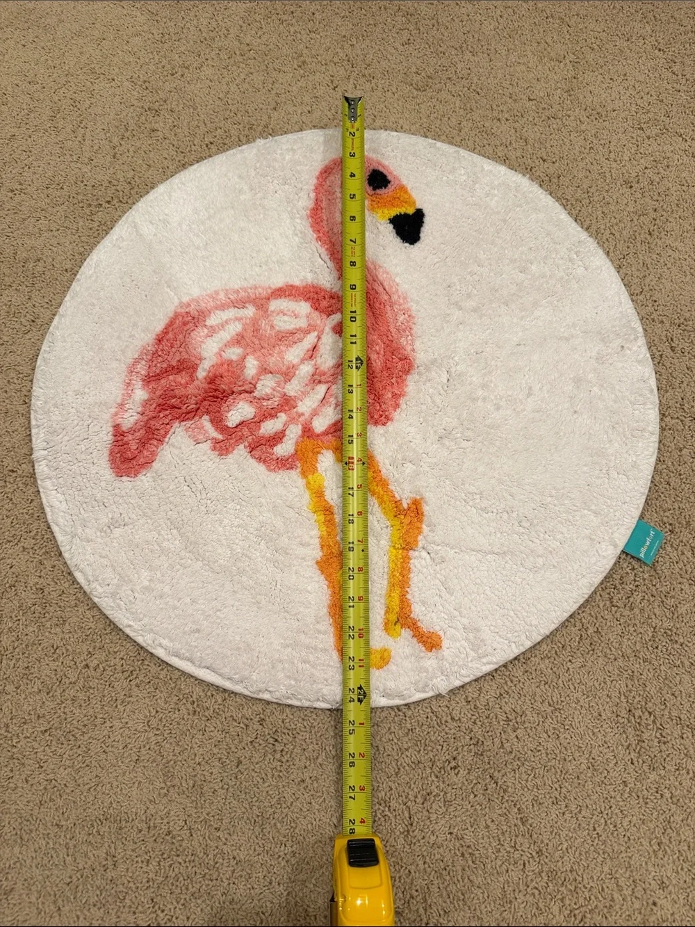 Round Flamingo Bath Mat in Pink, Yellow & White